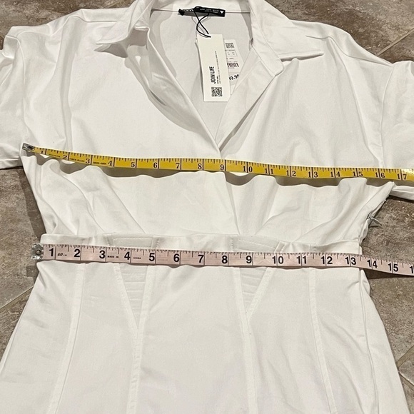 NWT Zara Structured Poplin Collared Long Sleeve Mini Shirt Dress White Medium - Picture 11 of 13